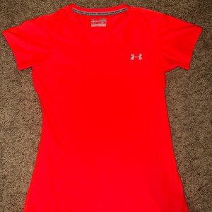 Under Armour Womens Orange HeatGear Fitted Tee - Size Medium